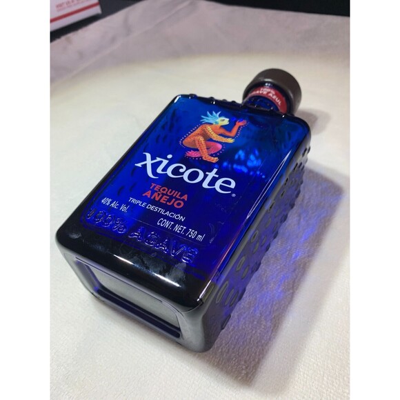 Xicote Tequila Añejo Bottle Empty Cobalt Blue Orange Rare Collect Decor Crafter - Picture 6 of 8